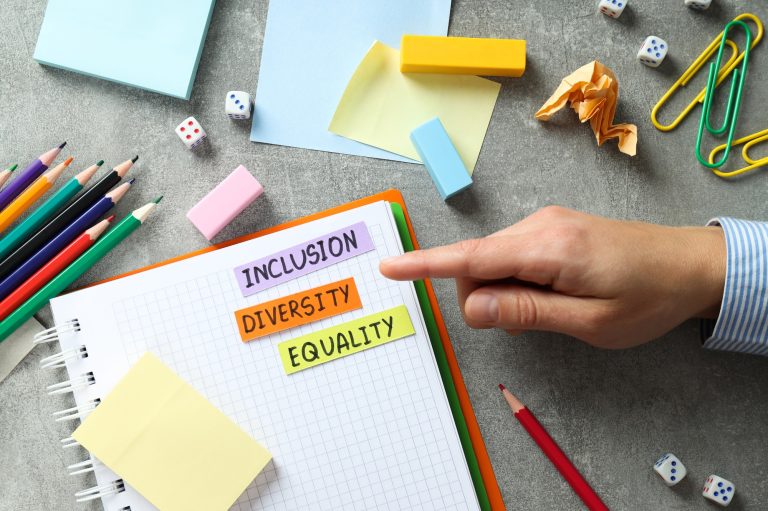 Concept of Diversity, Inclusion and Equality, top view Concept of Diversity, Inclusion and Equality, top view